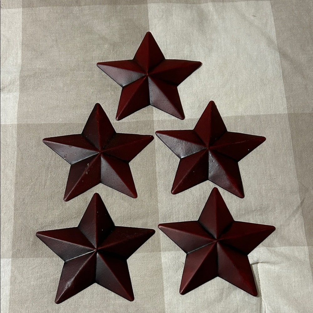 Set of 5 Red Metal Star Wall Decor